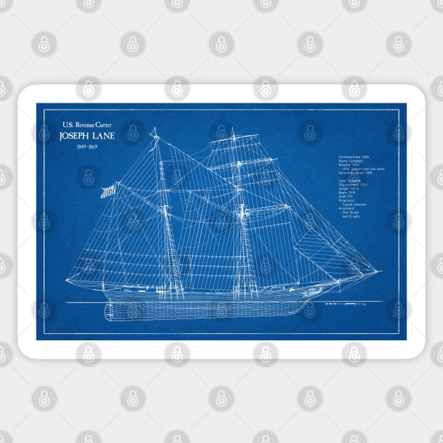 United States Revenue Cutter Joseph Lane - AD Sticker by SPJE Illustration Photography